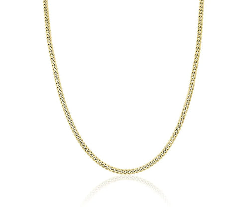 3mm 14k Solid Gold Miami Cuban Link Chain