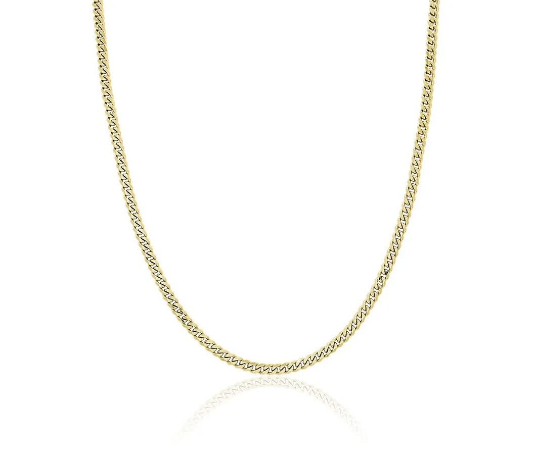 3mm 14k Solid Gold Miami Cuban Link Chain