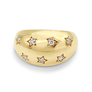 14k Yellow Gold Dome Star Ring