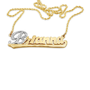 Personalized 14K Gold Diamond Name Necklace with genuine diamonds