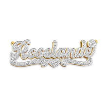 Load image into Gallery viewer, Personalized 14K Gold double plated nameplate with genuine diamonds