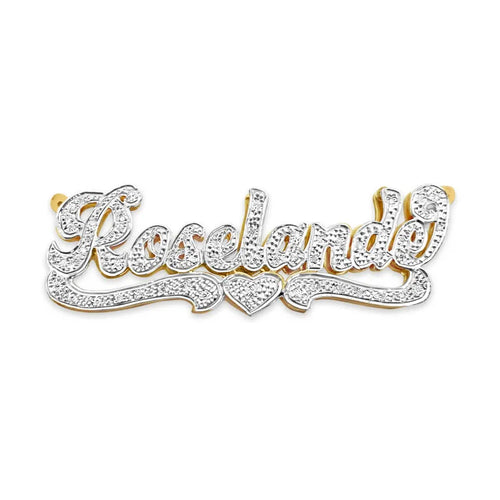 Personalized 14K Gold double plated nameplate with genuine diamonds